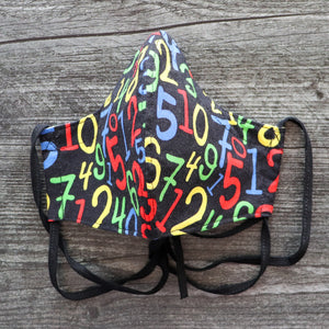 Black Tossed School Numbers Face Mask