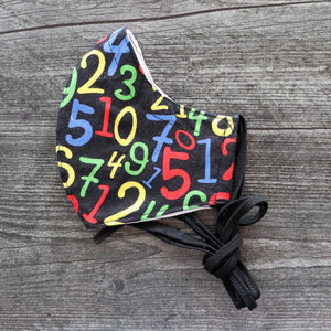Black Tossed School Numbers Face Mask